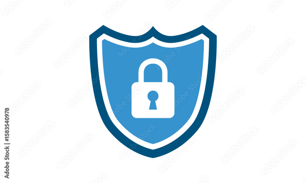 Fototapete secure internet icon. protective shield sign digital security with the image of a padlock. symbol se