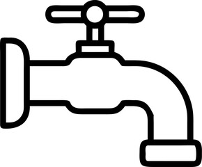 faucet outline icon on white or transparent background. plumbing tools. Printable sticker.