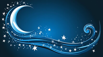 Night sky with crescent moon and stars