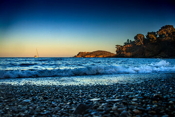 Customs Path between Banyuls-sur-Mer and Cap Béar.
Landscape of the Mediterranean Sea in the rocky...