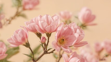 Obraz premium Delicate pink blossoms with gentle light overlay for background use