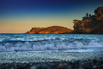 Customs Path between Banyuls-sur-Mer and Cap Béar.
Landscape of the Mediterranean Sea in the rocky...