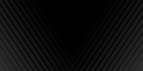 Black oblique straight line background. Masculine dark linear abstract wallpaper. Elegant luxury striped gradient texture. Grey diagonal lines backdrop for flyer, banner, poster, presentation. Vector