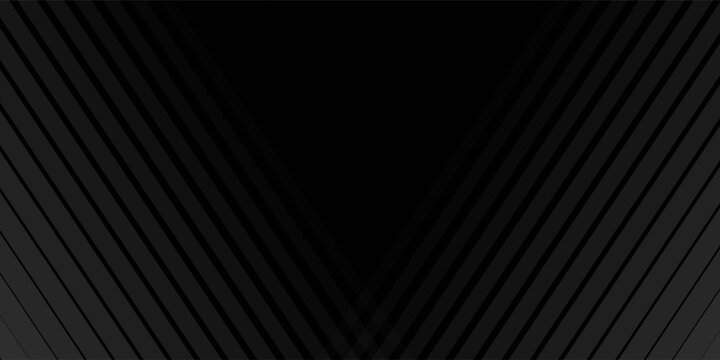 Black oblique straight line background. Masculine dark linear abstract wallpaper. Elegant luxury striped gradient texture. Grey diagonal lines backdrop for flyer, banner, poster, presentation. Vector