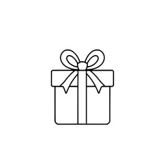 Gift Box Icon: A simple line art illustration depicts a present box with a neatly tied bow, symbolizing celebration and gifting.