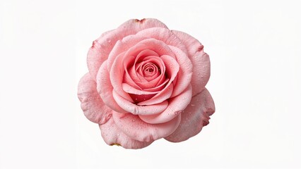 Stunning close-up of a solitary pink rose flower head against a plain backdrop