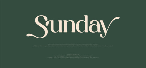 Sunday Modern beauty fashion elegant minimalist serif italic fonts decorative wedding vintage retro logos. Minimal luxury font alphabet logo. Vector illustration