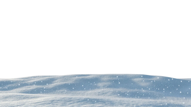 Snowdrifts and falling snowflakes created, isolated transparent background
