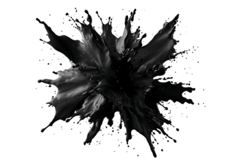 Black ink explosion, splash effect isolated.