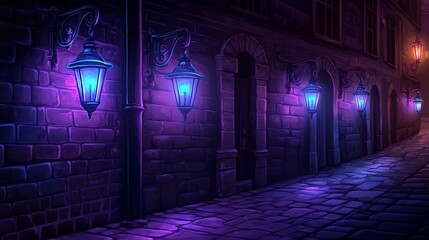Night street scene with purple light