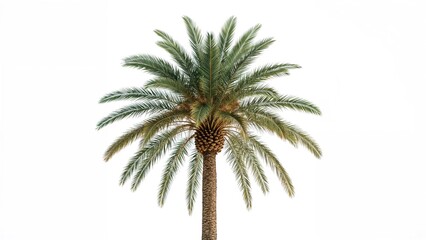 Graceful palm tree isolated on a white canvas, suitable for various design and decorative applications.