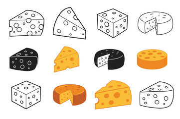 “Cheese Vector Icons Collection Set