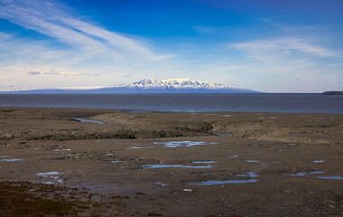 Wet muddy beach in Alaska