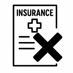 Obraz premium 'X' over insurance form. Coverage rejection
