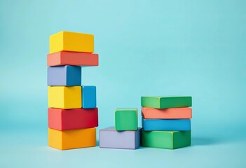 Obraz premium A vibrant tower of colorful blocks playfully stacked, a joyful, whimsical creation, stack, joyful