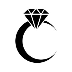 Luxury jewelry ring silhouette vector icon,modern and elegant concept ideas,isolated on transparent background,can be for sign or jewelry logo