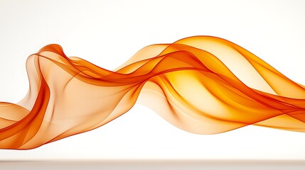 Orange flowing fabric against white background