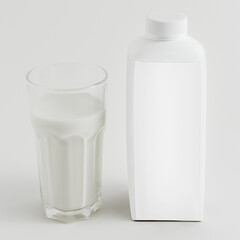Fresh milk in a glass with a bottle design element