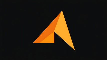 Orange geometric arrow on black background