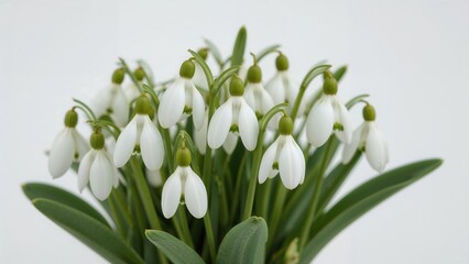 Fototapeta premium Extreme close-up of snowdrop flowers in bloom