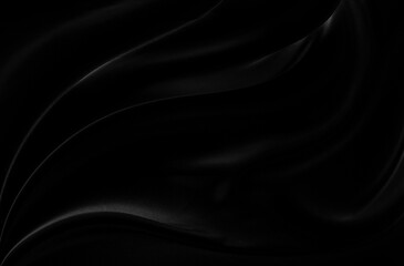 Black gray satin dark fabric texture luxurious shiny that is abstract silk cloth background with patterns soft waves blur beautiful.