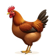 Fototapeta premium Brown Chicken Hen Standing Full Body Isolated on Transparent Background – High-Resolution PNG for Stock Use
