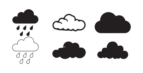 Cloud icon set. Cloud weather sign collection. cloud with lightning icon, rain cloud vector, storm cloud icon. Victor illustration eps 10