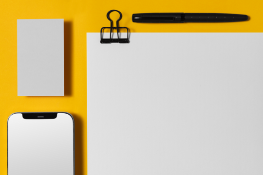 Transparent png, corporate identity mockup, professional stationery branding, flat lay design