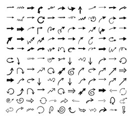 Hand Drawn Arrow Icon Set – Various Pencil Sketch Style Directional Arrows for Presentations, Infographics, Websites, Graphic Design, Notes, and Creative Projects