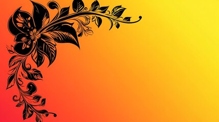 Ornamental floral corner design on a gradient background