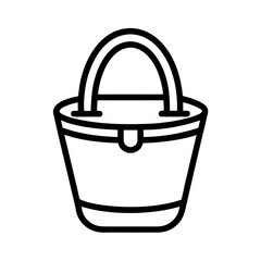 Bucket Bag Outline Vector Icon on White Background