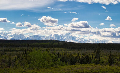 Fototapeta premium Alaska Range on spring day in Alaska