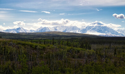 Alaska Range on spring day in Alaska