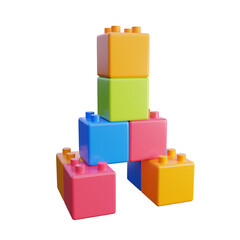 Stack of Colorful Building Blocks - 3D Render