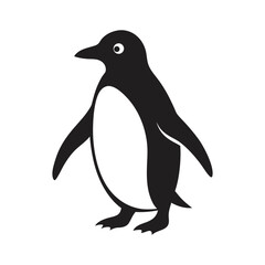 penguin waddling on ice vector art silhouette