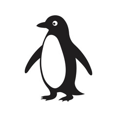 penguin waddling on ice vector art silhouette