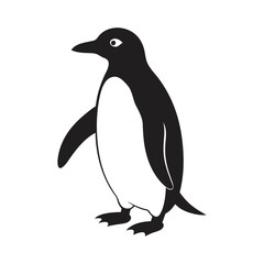 penguin waddling on ice vector art silhouette