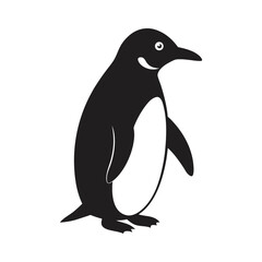 penguin waddling on ice vector art silhouette