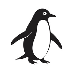 penguin waddling on ice vector art silhouette