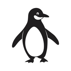 penguin waddling on ice vector art silhouette