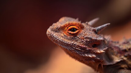 Close-up of a spiky lizard showcasing detailed textures and vibrant colors in a natural habitat