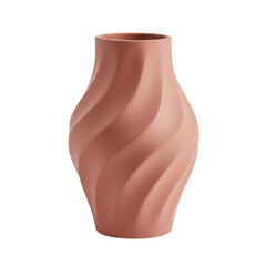 Elegant terracotta vase with a wavy design, showcasing modern aesthetics in a minimalist setting
