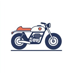 Side view of a stylized motorcycle.  Simple line art