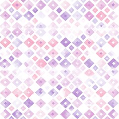 Delicate diamond pattern, mosaic of pink and purple hues on a white background