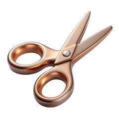 Elegant rose gold scissors isolated on transparent background