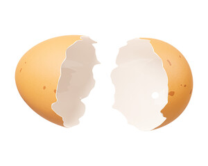 PNG 3D cracked egg shell, element illustration, transparent background