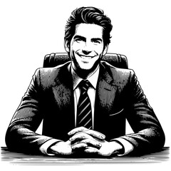 Obraz premium Man sitting in armchair, smiling