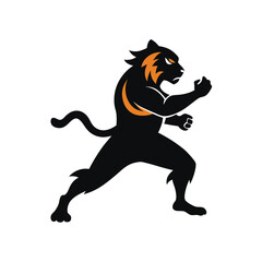 Obraz premium silhouette tiger pose with martial outfit