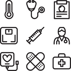 Medical Instruments Healthcare Icons thermometer stethoscope