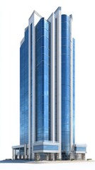 Obraz premium Modern Glass Skyscraper Building Exterior Architectural Design Blue Windows and White Walls City Commercial Real Estate
